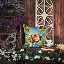 Load image into Gallery viewer, English Foxhound in Sunflowers Throw Pillow