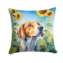 Load image into Gallery viewer, English Foxhound in Sunflowers Throw Pillow