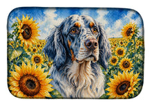 Load image into Gallery viewer, English Setter in Sunflowers Dish Drying Mat Absorbent Dish Drying Mat Pad for Kitchen Counter Dish Drainer Mat for Countertop, 14 x 21", Multicolor