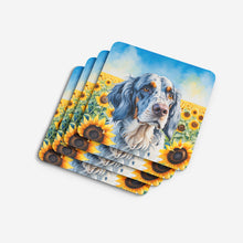 Load image into Gallery viewer, English Setter in Sunflowers Coasters - Set of 4 Lightweight Foam, Absorbent Drink Coasters