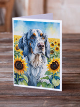 Load image into Gallery viewer, English Setter in Sunflowers Greeting Cards - Blank Note Cards – 8-Pack of Artist-Designed Cards with Envelopes