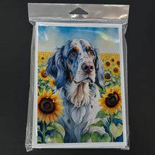 Load image into Gallery viewer, English Setter in Sunflowers Greeting Cards - Blank Note Cards – 8-Pack of Artist-Designed Cards with Envelopes