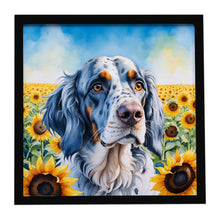 Load image into Gallery viewer, English Setter in Sunflowers Framed Metal Print