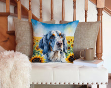 Load image into Gallery viewer, English Setter in Sunflowers Throw Pillow - 14x14 Decorative Pillow – Art for Your Home &amp; Patio