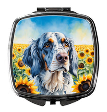 Load image into Gallery viewer, English Setter in Sunflowers Compact Mirror – Stylish Purse Mirror with Artistic Covers