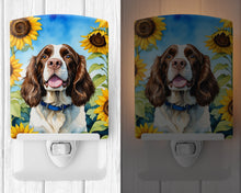 Load image into Gallery viewer, English Springer Spaniel in Sunflowers Ceramic Night Light