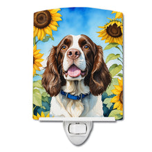 Load image into Gallery viewer, English Springer Spaniel in Sunflowers Ceramic Night Light