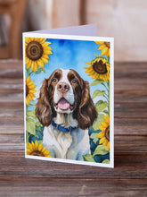 Load image into Gallery viewer, English Springer Spaniel in Sunflowers Greeting Cards - Blank Note Cards – 8-Pack of Artist-Designed Cards with Envelopes