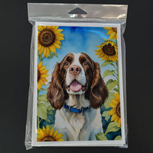 Load image into Gallery viewer, English Springer Spaniel in Sunflowers Greeting Cards - Blank Note Cards – 8-Pack of Artist-Designed Cards with Envelopes