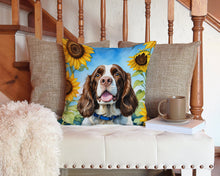 Load image into Gallery viewer, English Springer Spaniel in Sunflowers Throw Pillow - 14x14 Decorative Pillow – Art for Your Home &amp; Patio