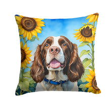 Load image into Gallery viewer, English Springer Spaniel in Sunflowers Throw Pillow - 14x14 Decorative Pillow – Art for Your Home &amp; Patio