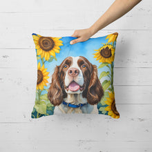 Load image into Gallery viewer, English Springer Spaniel in Sunflowers Throw Pillow