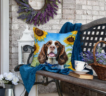 Load image into Gallery viewer, English Springer Spaniel in Sunflowers Throw Pillow