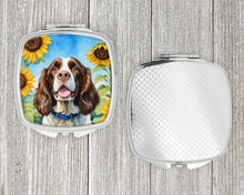 Load image into Gallery viewer, English Springer Spaniel in Sunflowers Compact Mirror – Stylish Purse Mirror with Artistic Covers