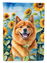 Load image into Gallery viewer, Finnish Spitz in Sunflowers House Flag