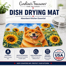 Load image into Gallery viewer, Finnish Spitz in Sunflowers Dish Drying Mat Absorbent Dish Drying Mat Pad for Kitchen Counter Dish Drainer Mat for Countertop, 14 x 21", Multicolor