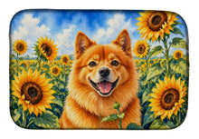 Load image into Gallery viewer, Finnish Spitz in Sunflowers Dish Drying Mat Absorbent Dish Drying Mat Pad for Kitchen Counter Dish Drainer Mat for Countertop, 14 x 21", Multicolor
