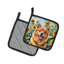 Load image into Gallery viewer, Finnish Spitz in Sunflowers Pot Holders - Set of 2 Decorative Kitchen Helpers | Made in the USA
