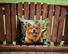 Load image into Gallery viewer, Finnish Spitz in Sunflowers Throw Pillow - 14x14 Decorative Pillow – Art for Your Home &amp; Patio