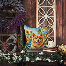 Load image into Gallery viewer, Finnish Spitz in Sunflowers Throw Pillow - 14x14 Decorative Pillow – Art for Your Home &amp; Patio