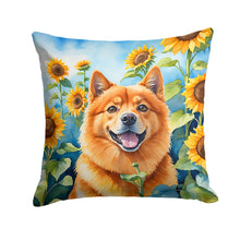 Load image into Gallery viewer, Finnish Spitz in Sunflowers Throw Pillow - 14x14 Decorative Pillow – Art for Your Home &amp; Patio