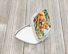 Load image into Gallery viewer, Finnish Spitz in Sunflowers Compact Mirror – Stylish Purse Mirror with Artistic Covers