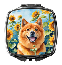 Load image into Gallery viewer, Finnish Spitz in Sunflowers Compact Mirror – Stylish Purse Mirror with Artistic Covers
