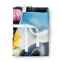 Load image into Gallery viewer, Flat-Coated Retriever in Sunflowers Apron – Artist-Designed Kitchen, BBQ &amp; Craft Apron