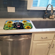 Load image into Gallery viewer, Flat-Coated Retriever in Sunflowers Dish Drying Mat Absorbent Dish Drying Mat Pad for Kitchen Counter Dish Drainer Mat for Countertop, 14 x 21", Multicolor