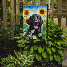 Load image into Gallery viewer, Flat-Coated Retriever in Sunflowers Garden Flag – Bright Dog-Themed Yard Decor
