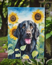 Load image into Gallery viewer, Flat-Coated Retriever in Sunflowers Garden Flag – Bright Dog-Themed Yard Decor