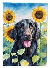 Load image into Gallery viewer, Flat-Coated Retriever in Sunflowers Garden Flag – Bright Dog-Themed Yard Decor