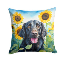 Load image into Gallery viewer, Flat-Coated Retriever in Sunflowers Throw Pillow