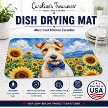 Load image into Gallery viewer, Fox Terrier in Sunflowers Dish Drying Mat Absorbent Dish Drying Mat Pad for Kitchen Counter Dish Drainer Mat for Countertop, 14 x 21", Multicolor