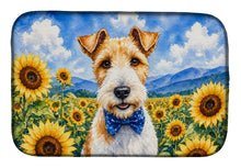 Load image into Gallery viewer, Fox Terrier in Sunflowers Dish Drying Mat Absorbent Dish Drying Mat Pad for Kitchen Counter Dish Drainer Mat for Countertop, 14 x 21", Multicolor