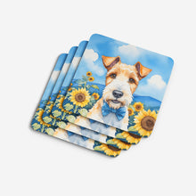 Load image into Gallery viewer, Fox Terrier in Sunflowers Coasters - Set of 4 Lightweight Foam, Absorbent Drink Coasters