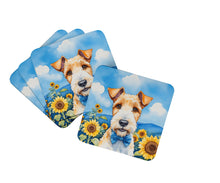 Load image into Gallery viewer, Fox Terrier in Sunflowers Coasters - Set of 4 Lightweight Foam, Absorbent Drink Coasters