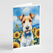 Load image into Gallery viewer, Fox Terrier in Sunflowers Greeting Cards - Blank Note Cards – 8-Pack of Artist-Designed Cards with Envelopes