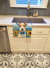 Load image into Gallery viewer, Fox Terrier in Sunflowers Kitchen Towel