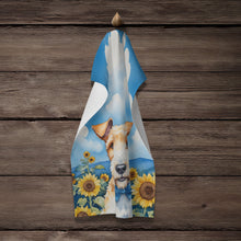 Load image into Gallery viewer, Fox Terrier in Sunflowers Kitchen Towel