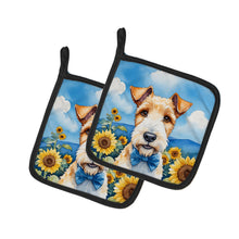Load image into Gallery viewer, Fox Terrier in Sunflowers Pot Holders - Set of 2 Decorative Kitchen Helpers | Made in the USA
