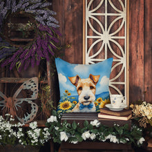 Load image into Gallery viewer, Fox Terrier in Sunflowers Throw Pillow - 14x14 Decorative Pillow – Art for Your Home &amp; Patio