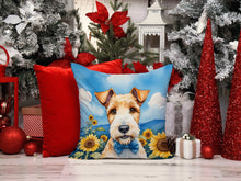 Load image into Gallery viewer, Fox Terrier in Sunflowers Throw Pillow - 14x14 Decorative Pillow – Art for Your Home &amp; Patio