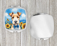 Load image into Gallery viewer, Fox Terrier in Sunflowers Compact Mirror – Stylish Purse Mirror with Artistic Covers