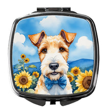Load image into Gallery viewer, Fox Terrier in Sunflowers Compact Mirror – Stylish Purse Mirror with Artistic Covers