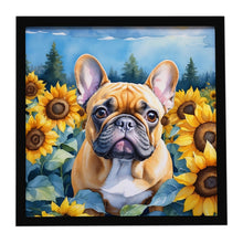 Load image into Gallery viewer, French Bulldog in Sunflowers Framed Metal Print