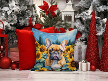 Load image into Gallery viewer, French Bulldog in Sunflowers Throw Pillow - 14x14 Decorative Pillow – Art for Your Home &amp; Patio