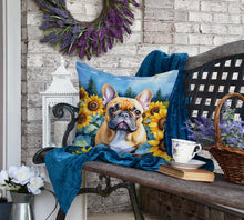 Load image into Gallery viewer, French Bulldog in Sunflowers Throw Pillow