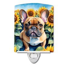 Load image into Gallery viewer, French Bulldog in Sunflowers Ceramic Night Light