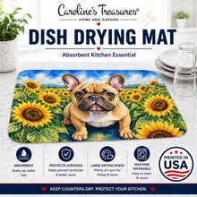 Load image into Gallery viewer, French Bulldog in Sunflowers Dish Drying Mat Absorbent Dish Drying Mat Pad for Kitchen Counter Dish Drainer Mat for Countertop, 14 x 21", Multicolor